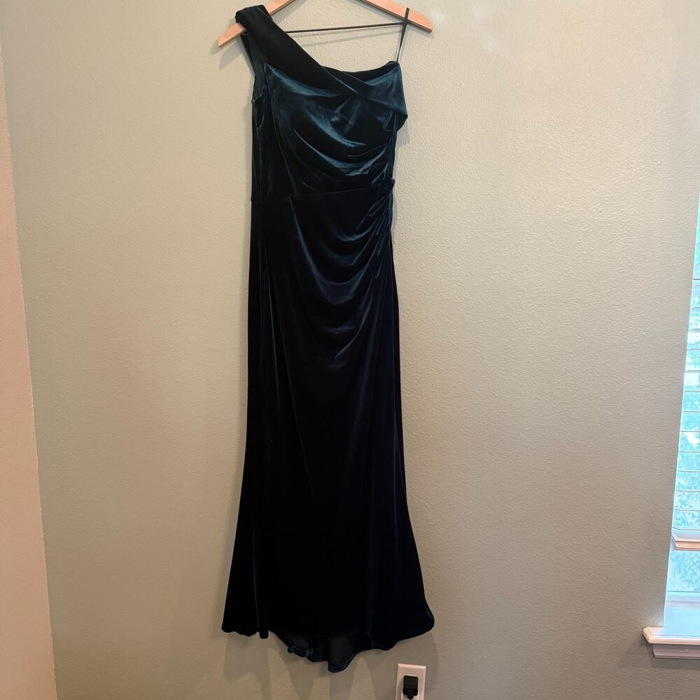 new eliza j velvet one shoulder velvet sheath gown formal dress size 8 - Picture 3 of 4